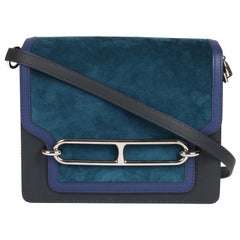 Hermes Ozeanblau Veau Doblis Wildleder:: Navy Leder & Blau Saphir Swift Roulis 23