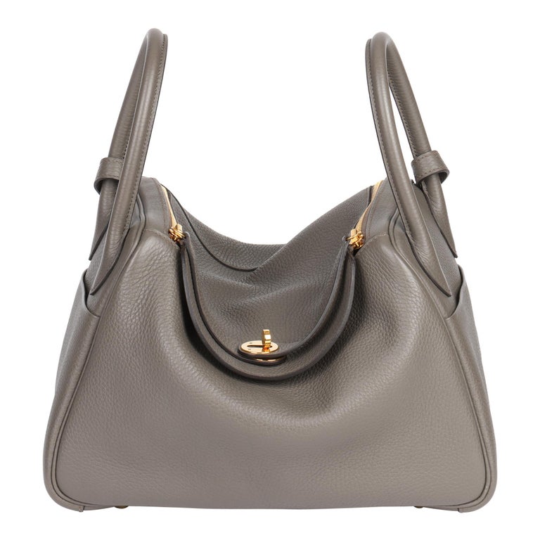 Hermes Etain Clemence Leather Lindy 30cm at 1stDibs