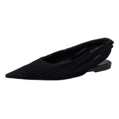 Balenciaga Black Fabric Pointed Toe Slingback Sandals Size 38