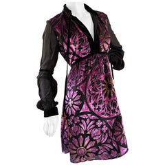 Just Cavalli Vintage Purple Velvet Stain Glass Cocktail Dress by Roberto Cavalli