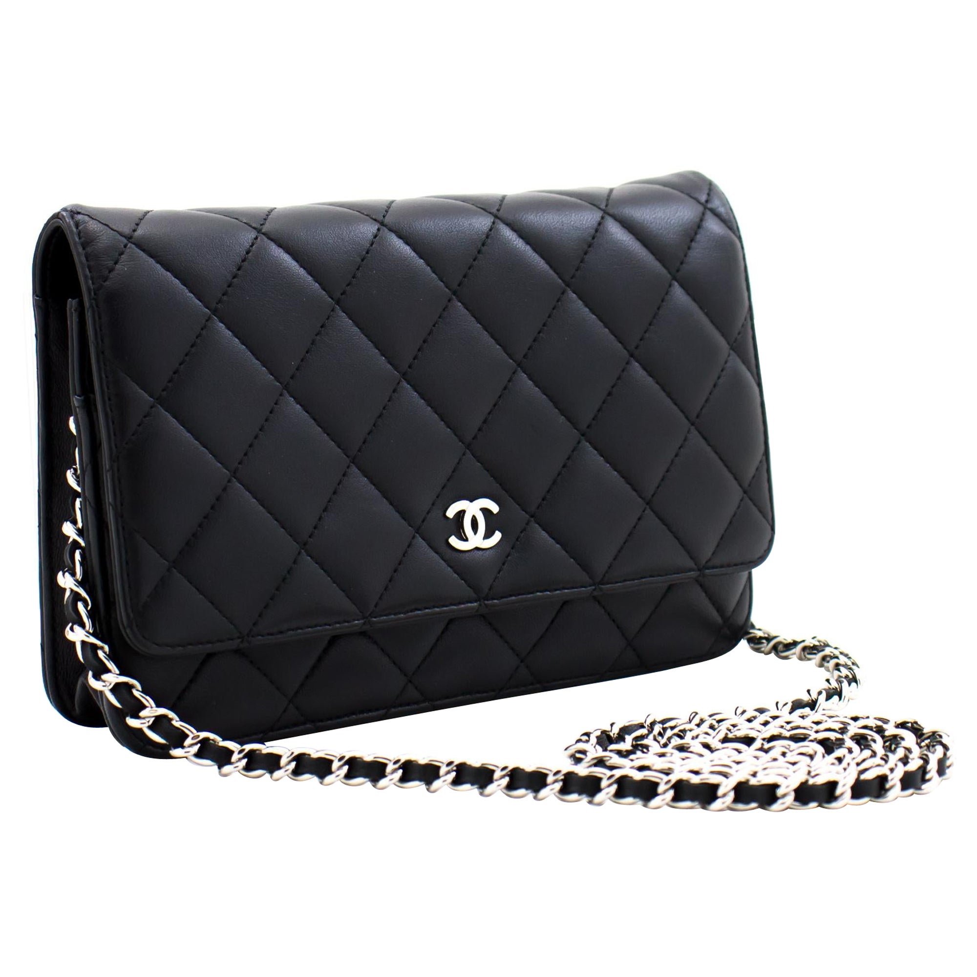 CHANEL Black Classic WOC Wallet On Chain Shoulder Crossbody Bag