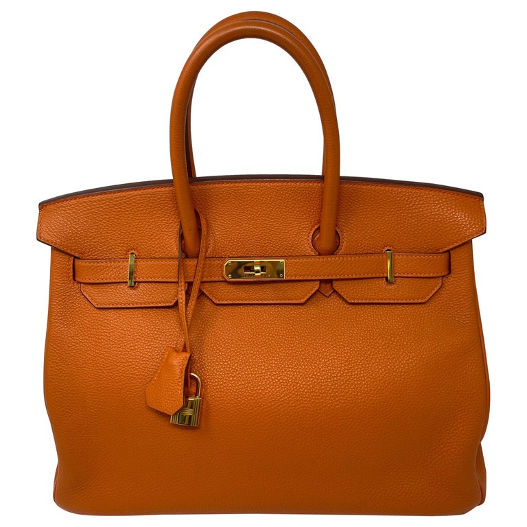 Hermes Birkin Bag 30 Feu Orange Gold Hardware Epsom leather