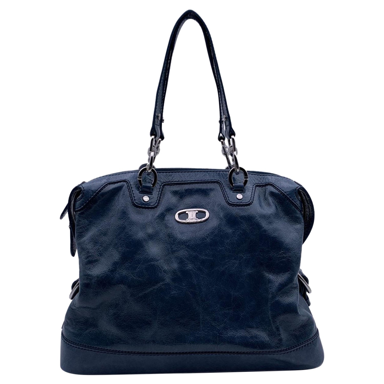 Celine Bluette Patent Leather Tote Shoulder Bag Handbag