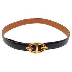 Hermes "Chaine d'ancre¨"  anchor  buckle in black and camel reversable belt