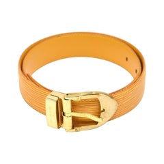 Used 1990's Louis Vuitton Yellow Epi Leather Ceinture with Gold Buckle  Belt