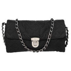 Prada Black Quilted Nylon Pushlock Shoulder Bag