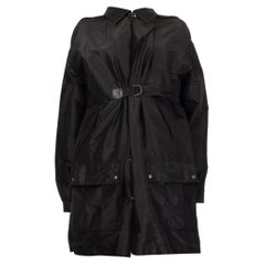 BOTTEGA VENETA black silk BUCKLE FRONT Coat Jacket 42 M