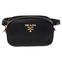 Prada Black Saffiano Lux Leather Belt Bag