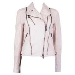 BOTTEGA VENETA - Veste BIKER en cuir rose pâle, 40 S