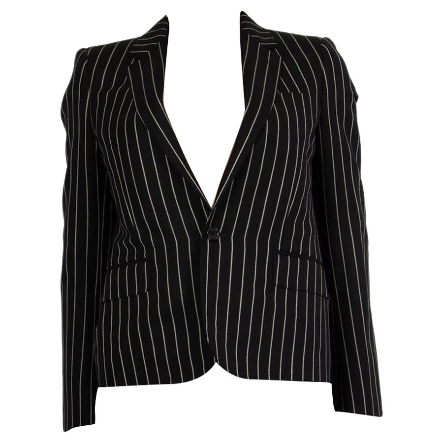 CELINE black & white wool PINSTRIPE CLASSIC Blazer Jacket 34 XXS For Sale