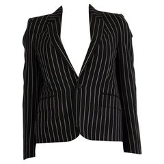 CELINE PINSTRIPE CLASSIC Blazerjacke aus schwarzer und weißer Wolle 34 XXS