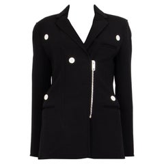 CELINE black wool BUTTON DETAILED Zip Front Jacket 40 M