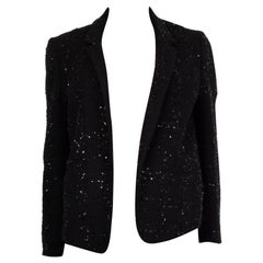 CHLOE black SHINY TWEED OPEN Blazer Jacket 36 XS