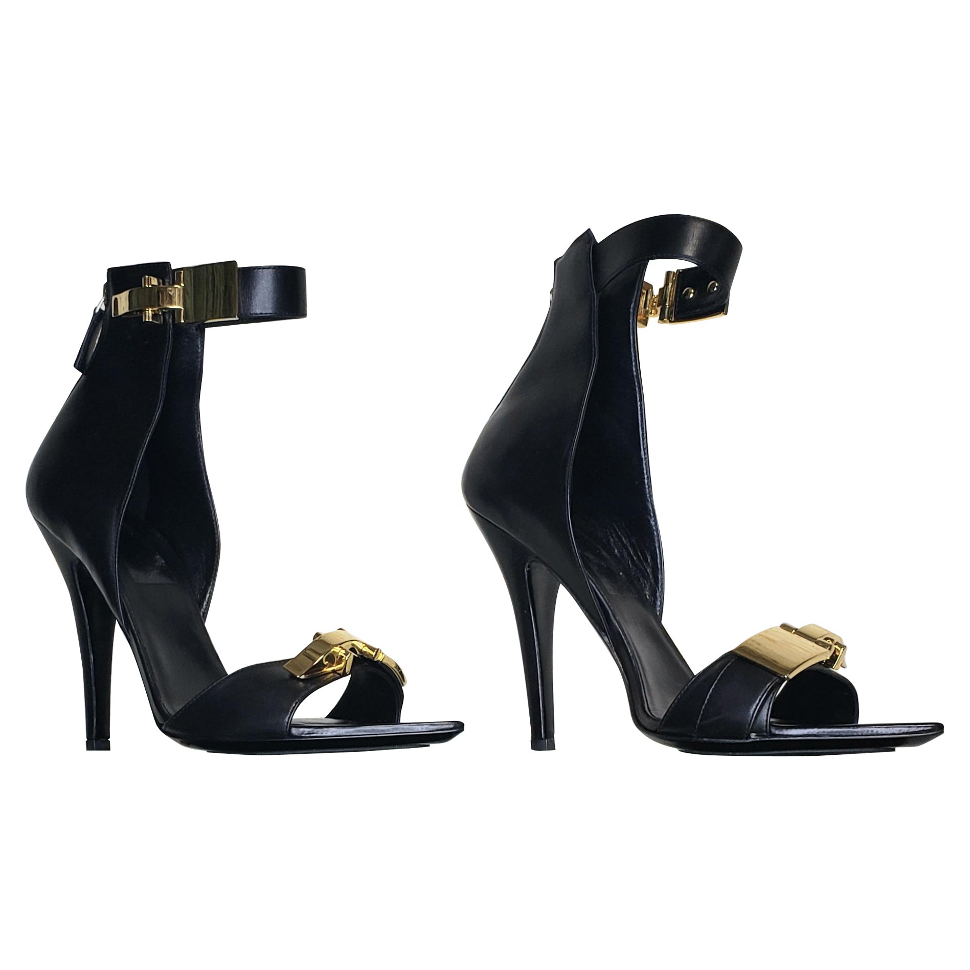 New VERSACE VERSUS BLACK LEATHER ANTHONY VACCARELLO EDITION SANDALS 41 - 11