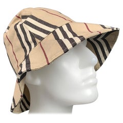 BURBERRY LONDON Beige Plaid Cotton Canvas Bucket Hats