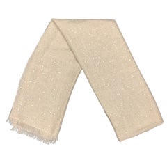 BRUNELLO CUCINELLI Cream Sequined Cashmere / Silk Fringe Scarf