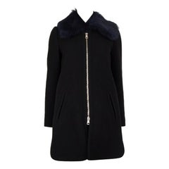 CHLOE black wool FUR COLLAR Coat Jacket 36 XS