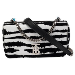 Burberry Zebra Print Velvet and Leather Lola Crossbody Bag