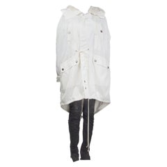 CHLOE off-white nylon SHEARLING HOOD Parka Coat Jacket 36 XS