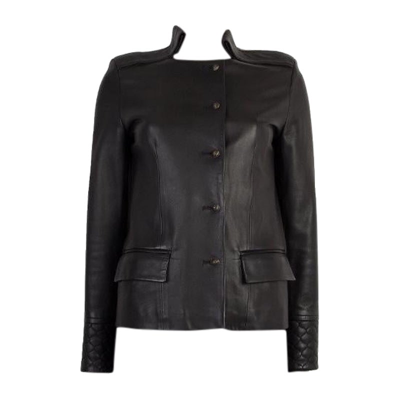 CHLOE black leather QUILT DETAILED Jacket 34 XXS