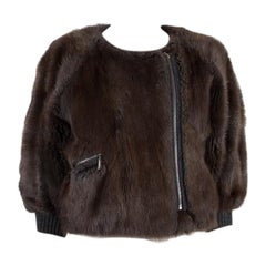 CHLOE dark brown CROPPE FUR COLLARLESS Jacket 40 M