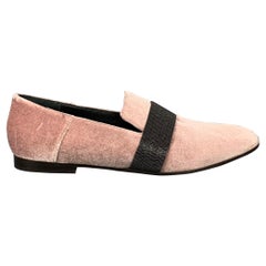 BRUNELLO CUCINELLI Size 8 Pink Gunmetal Velvet Slip On Flats