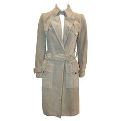 Gucci Beige Suede Trench Coat with Braided Belt - S