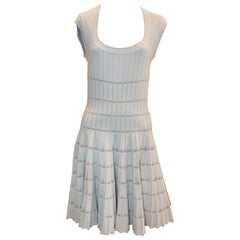 Azzedine Alaia Weiß & Taupe Stretch plissiertes Kleid - 8