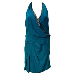 Gucci Teal, Silk Halter, Cocktail Dress 