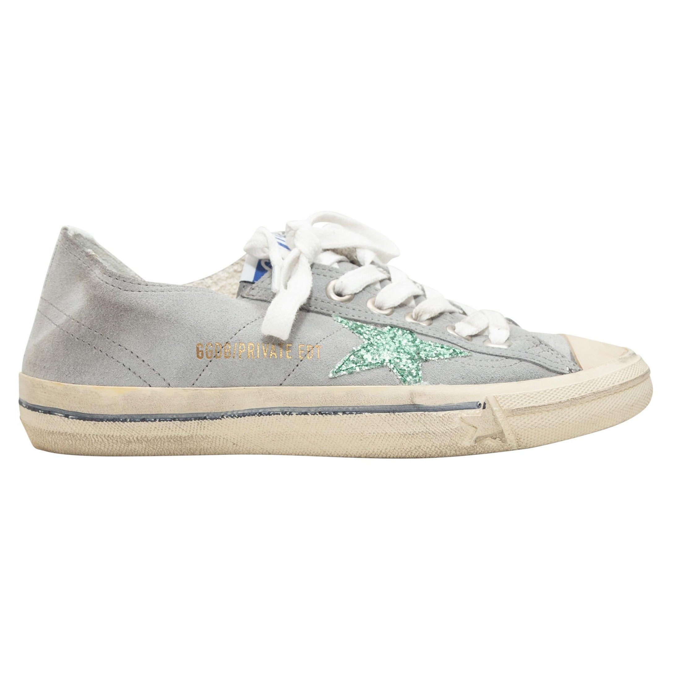  Golden Goose Grey Suede Cap-Toe Sneakers