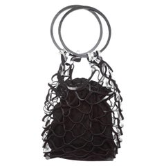 Salvatore Ferragamo Black & Silver Suede Net Handbag