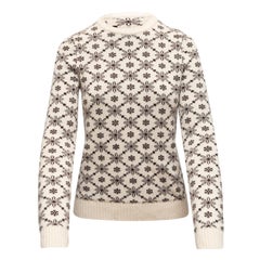 Chanel White & Black Cashmere Snowflake Sweater