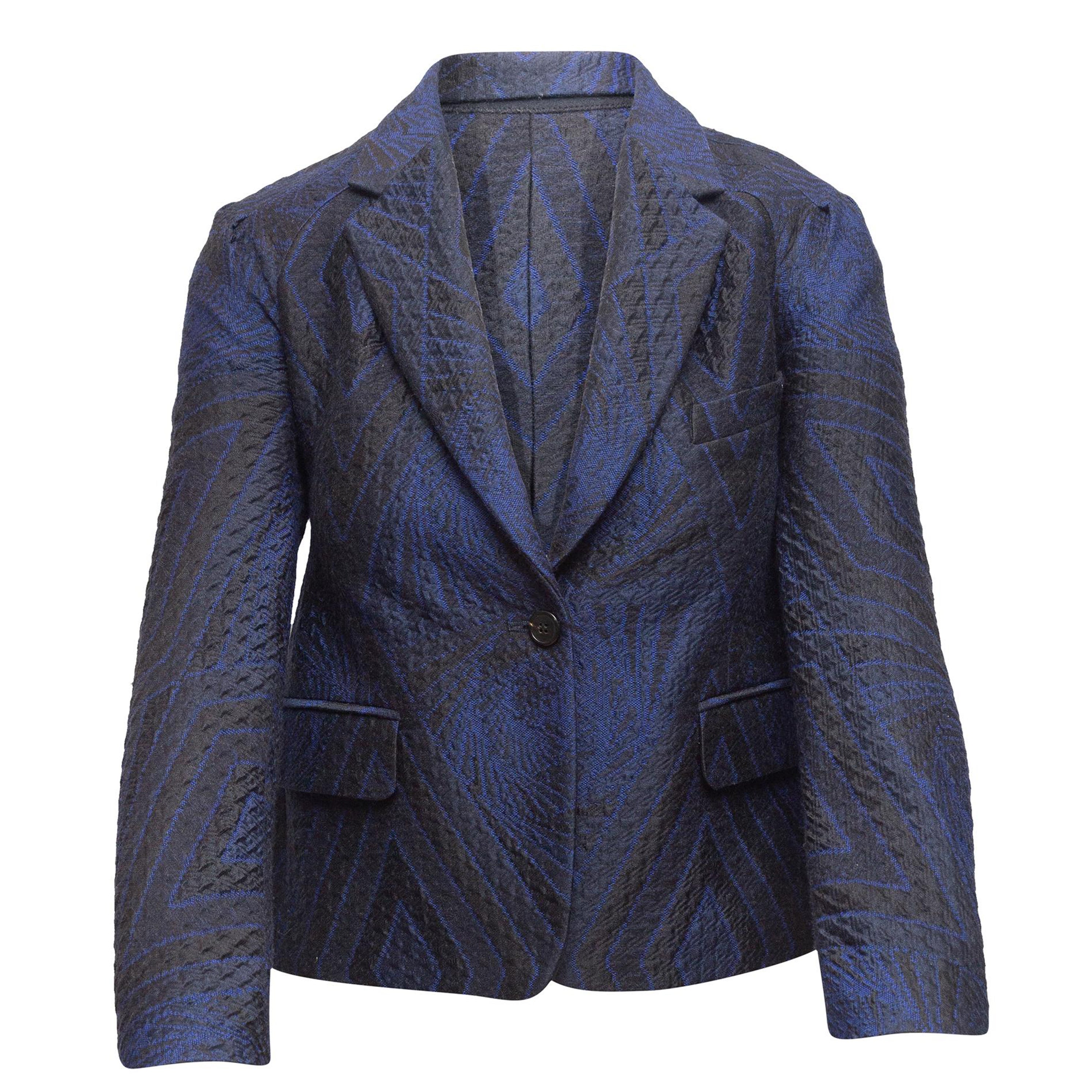 Dries Van Noten Navy & Black Jacquard Blazer