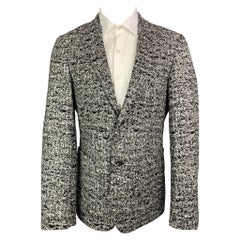 CALVIN KLEIN COLLECTION Size 38 Black & White Tweed Notch Lapel Sport Coat