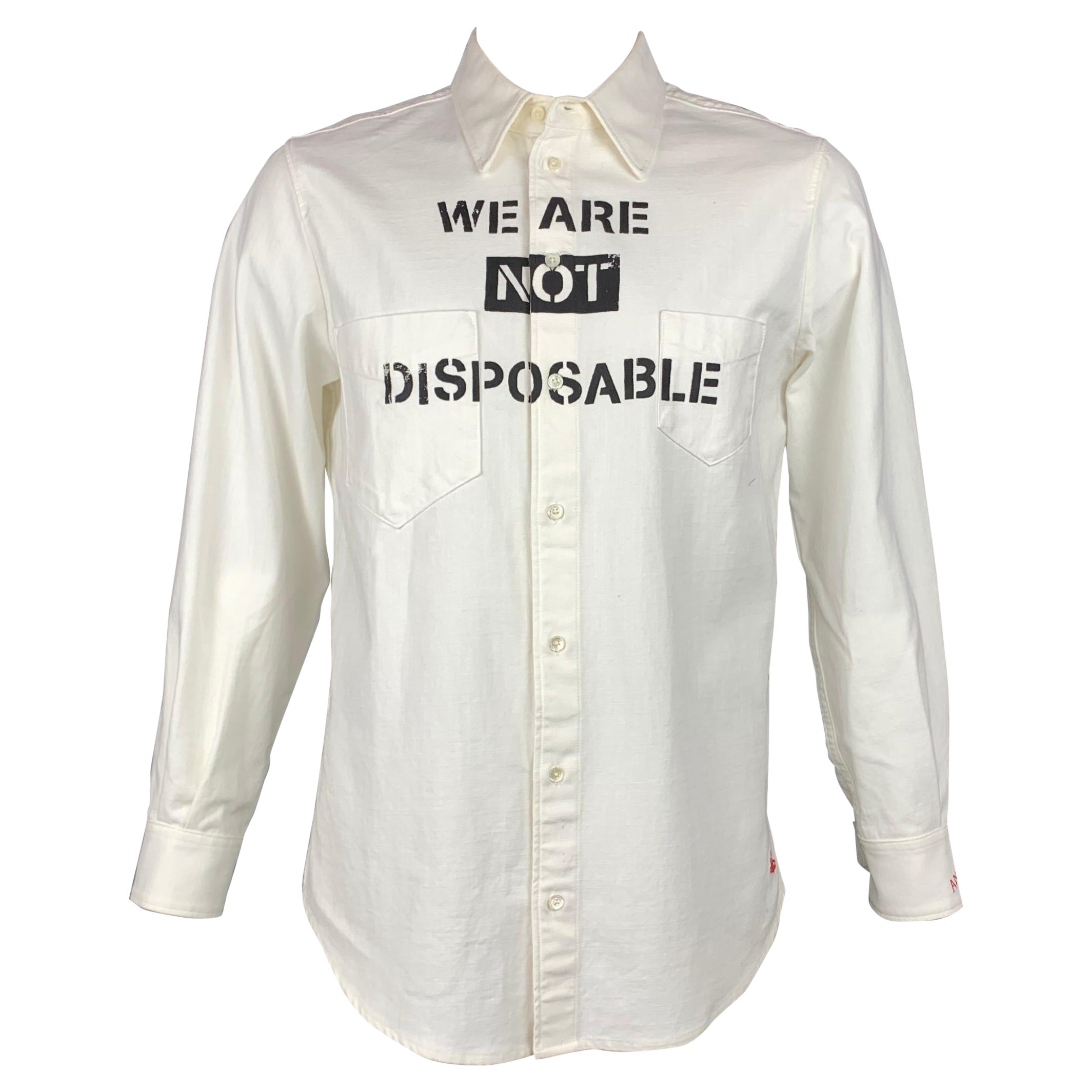 VIVIENNE WESTWOOD ANGLOMANIA Size L Off White Graphic Cotton Button Up Shirt
