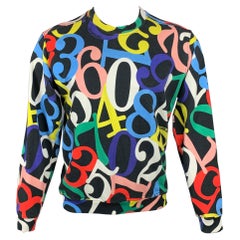LOVE MOSCHINO Size S Multi-Color Print Crew-Neck Sweatshirt