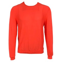 CALVIN KLEIN COLLECTION Size M Orange Knitted Cotton Crew-Neck Pullover