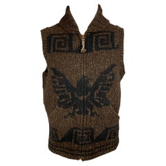 RRL by RALPH LAUREN Size M Brown & Navy Knitted Wool Blend Vest