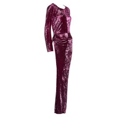 Robe longue unijambiste en velours écrasé magenta:: Junya Watanabe:: fw 1997