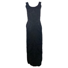Les Habitudes Black Silk Evening Gown Dress, Size Small