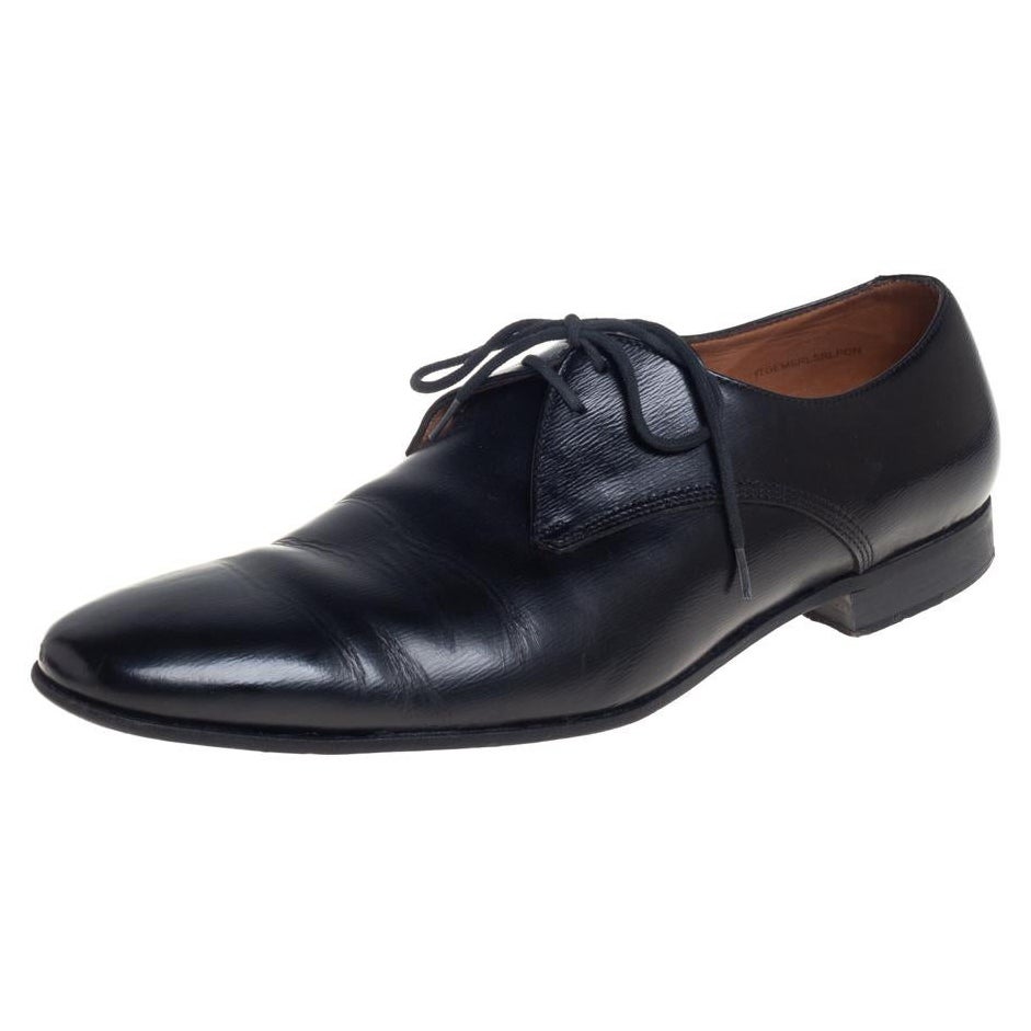 Burberry Black Leather Millstead Lace Up Oxfords Size 43 For Sale