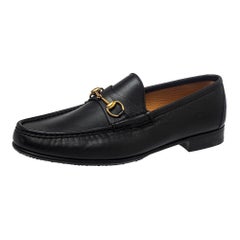 Gucci Black Leather Jordaan Loafers Size 46.5