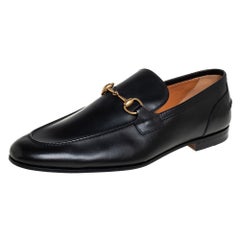 Gucci Black Leather Jordaan Loafers Size 46