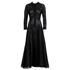 Azzedine Alaia black raffia button up a-line maxi dress, ss 1996