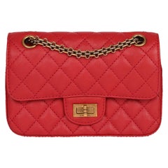 Chanel Red Quilted Calfskin Leather 2.55 Reissue 224 Double Flap Bag