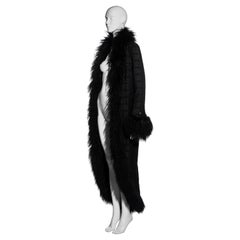 Chanel by Karl Lagerfeld black tweed and Mongolian lambs wool coat, fw 2008