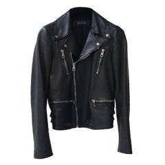 Gucci Bird Embellished-Back Leather Biker Jacket IT 38