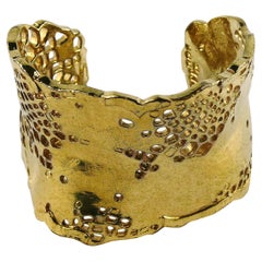 Christian Lacroix Vintage Gold Toned Perforated Cuff Bracelet