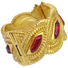 Jean Louis Scherrer Paris Signed Massive Jeweled Clamper Bracelet 3