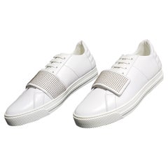 NEW VERSACE WHITE LEATHER SNEAKERS with a STUDDED BUCKLE 40 - 7